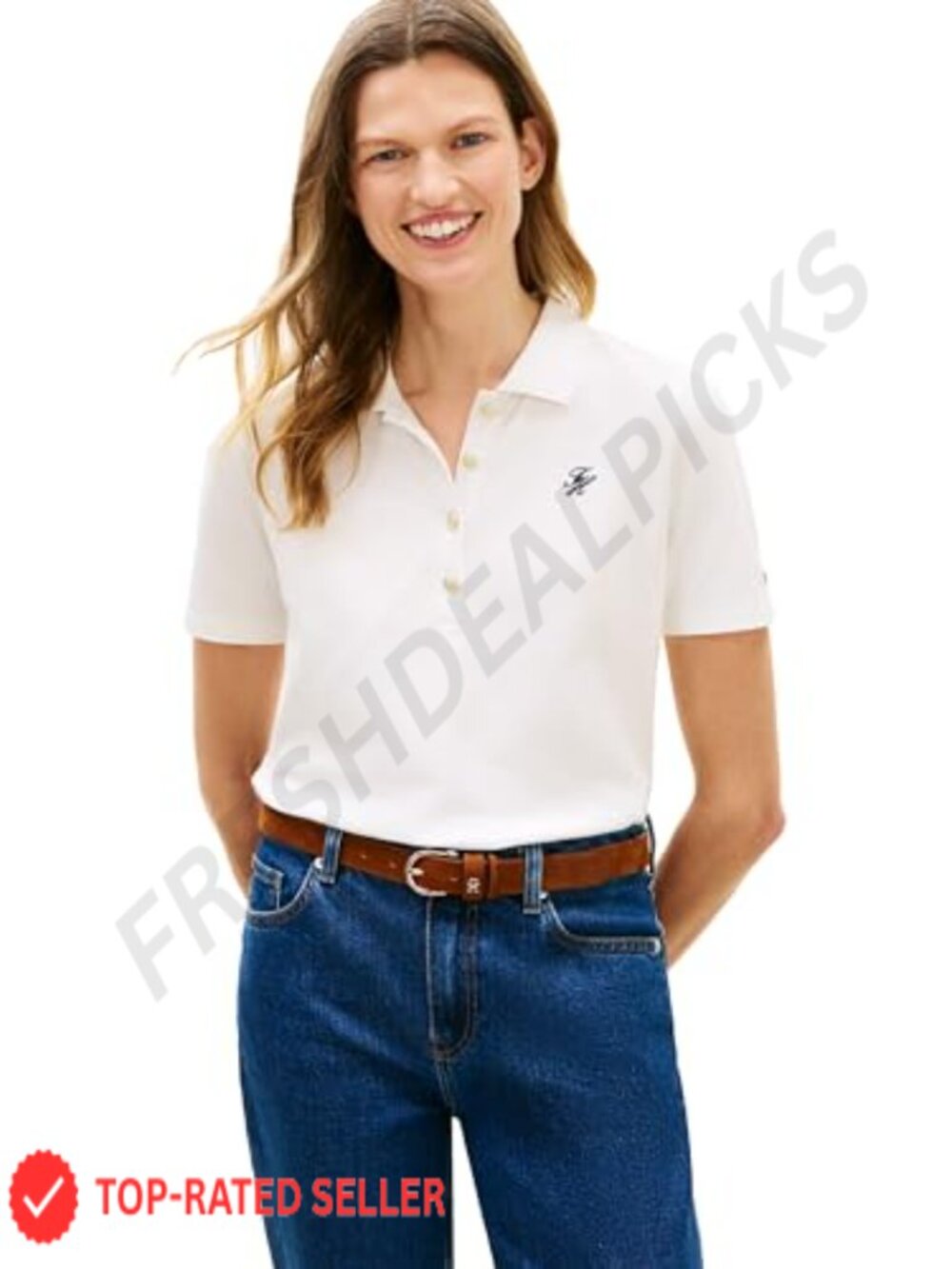 Cotton Pique Short Sleeve Polo Shirt Regular Fit Stretch Collared Button Down